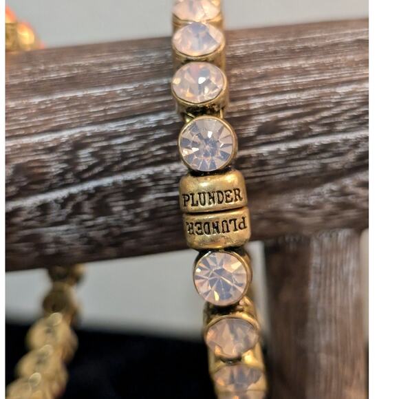 Lot of Two Plunder Design Orange & Crystal Magnetic Bangle Bracelets - Picture 3 of 4